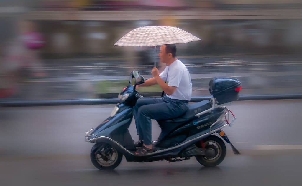 Biker with Umbrella