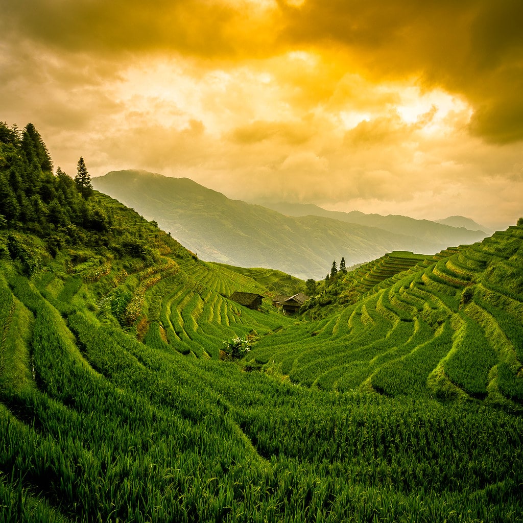 Sunset at Longji Rice Terrace