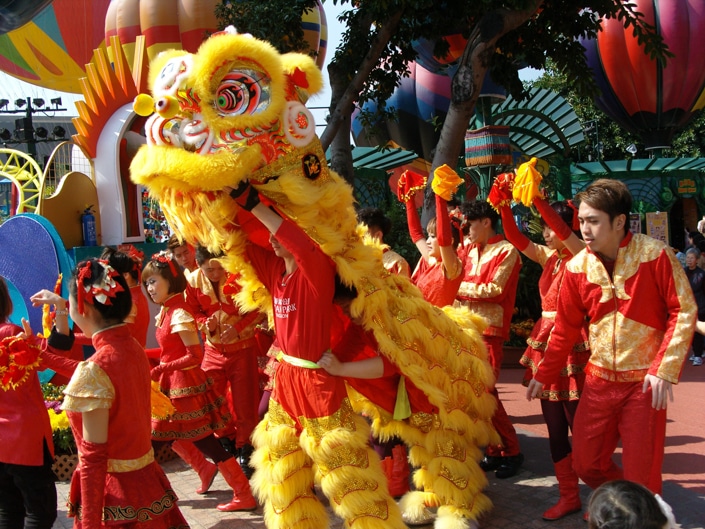 a Chinese dragon dance