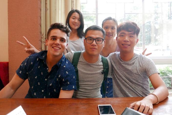 a CLI student with four Chinese students 