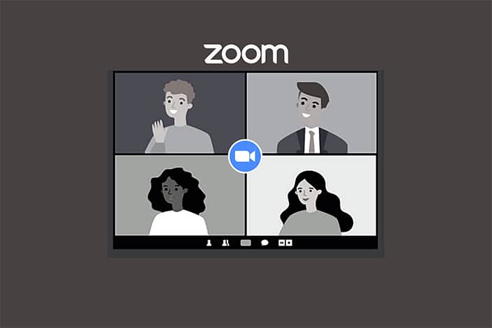 a graphic showing a Zoom meeting with four participants
