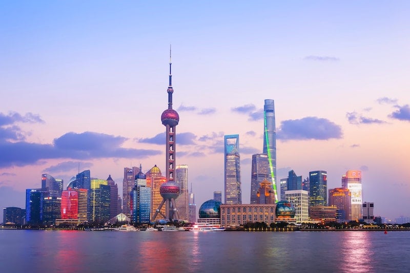 Shanghai's Lujiazui skyline at dusk